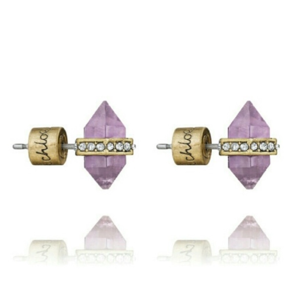 Beautiful amethyst antique gold colored studs NWT